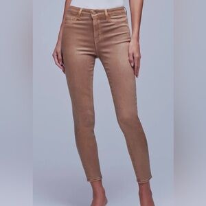 L’Agence Margot High Rise Sparrow Coated Jeans in Dev Brown